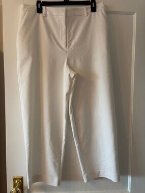 Halogen White Cropped Wide-Leg Pants